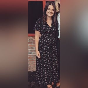Catch Stitch Floral Maxi Dress Size S